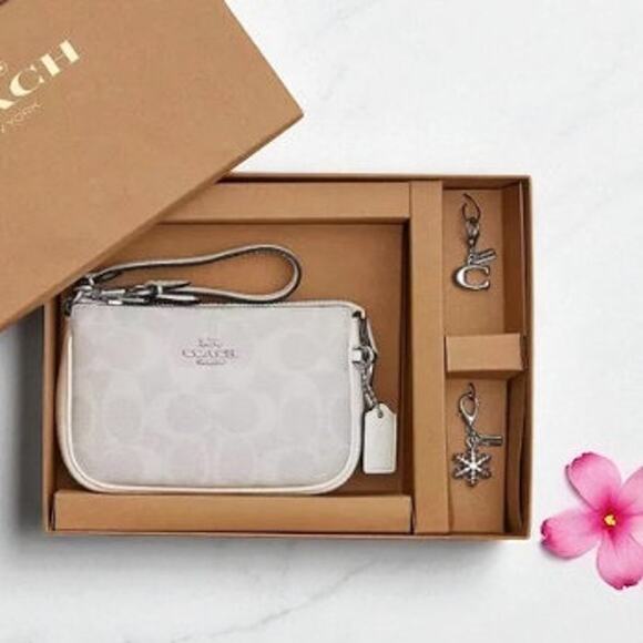 Coach Handbags - Coach Boxed Nolita 15 Purse In Signature Canvas Chalk Glacier White CN045